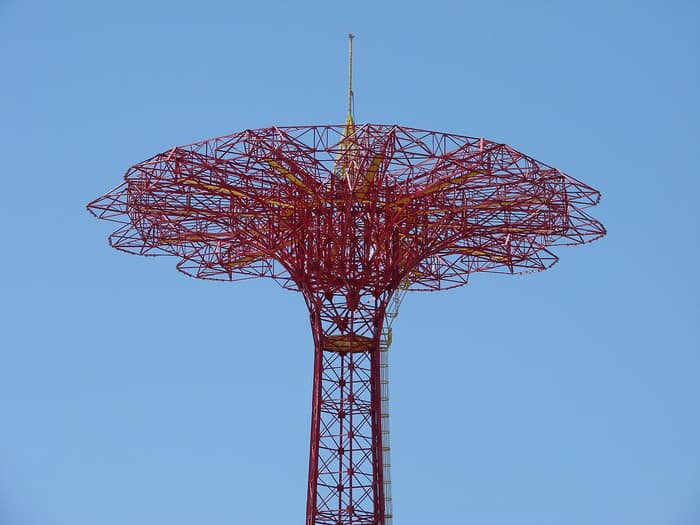El Parachute Jump visto desde el paseo marítimo de Coney Island en 2008