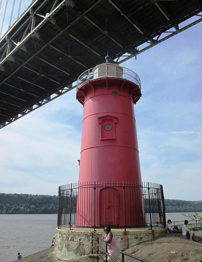 The Little Red Lighthouse and the George Washington Bridge, portrait view