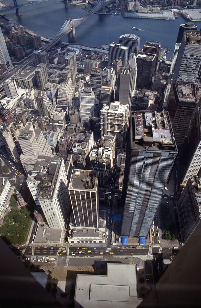 View of 22 Cortlandt Street and One Liberty Plaza from the World Trade Center site in 1984