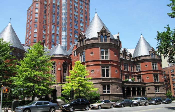 The former hospital at 455 Central Park West seen from the southeast