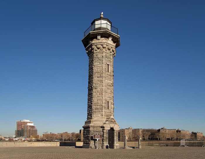 Blackwell Island Light, the small octagonal stone lighthouse on Roosevelt Island
