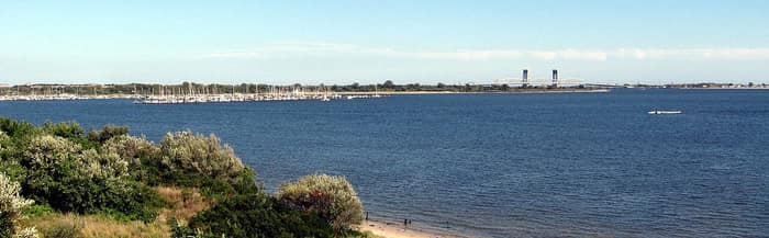 Shore of Deep Creek at Dead Horse Bay, on the former Barren Island in Brooklyn