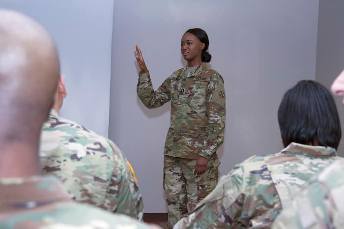 Briefing at the Army Reserve Center at Fort Totten in Queens