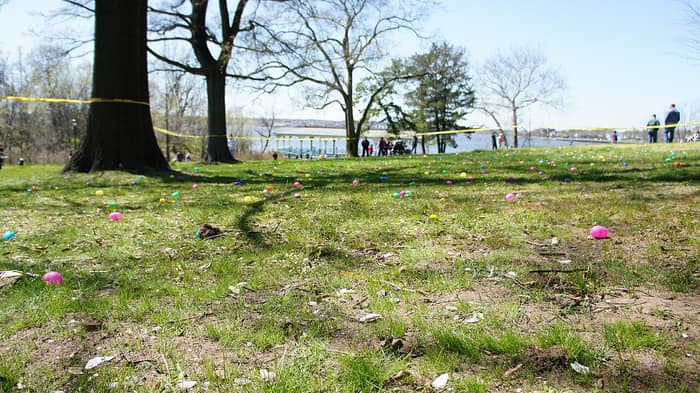Children taking part in an Easter egg hunt at the Conference House