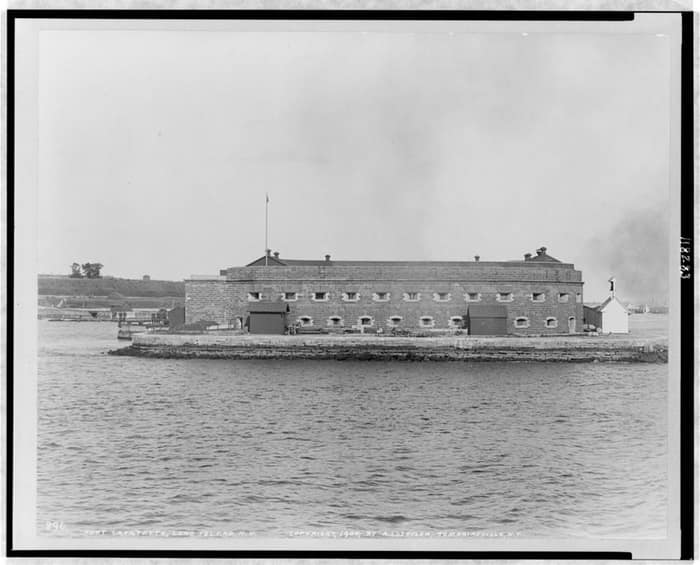 Historic print of Fort Lafayette on its island in New York Harbor