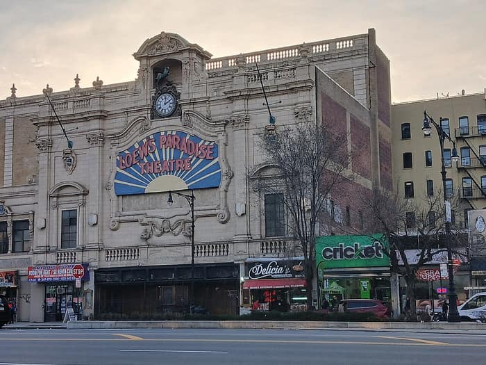 The Paradise Theater building along the Grand Concourse, 2026