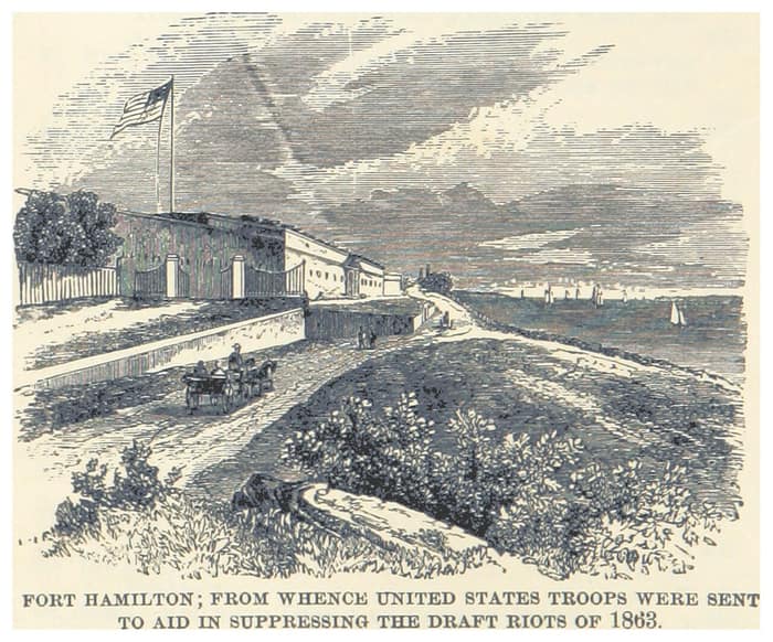 Illustration of Fort Hamilton in 1863 from a book published in 1882