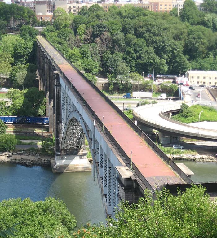 The High Bridge crossing the Harlem River between Manhattan and the Bronx