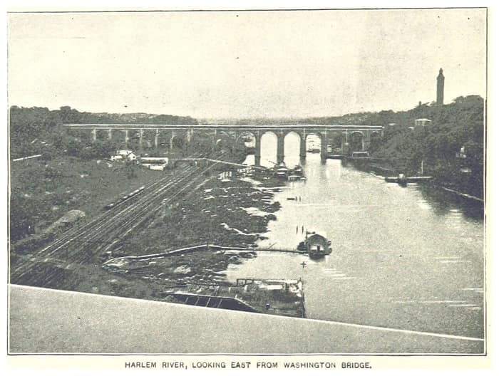 Historic view of the Harlem River looking east from the Washington Bridge