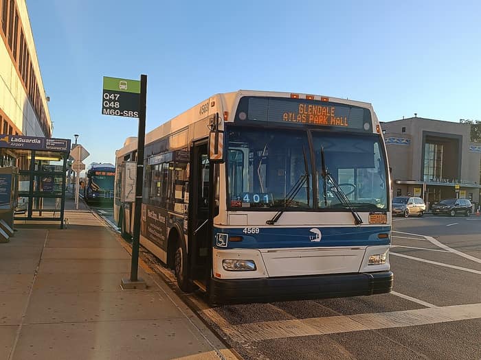 MTA bus seen at the Marine Air Terminal, second view