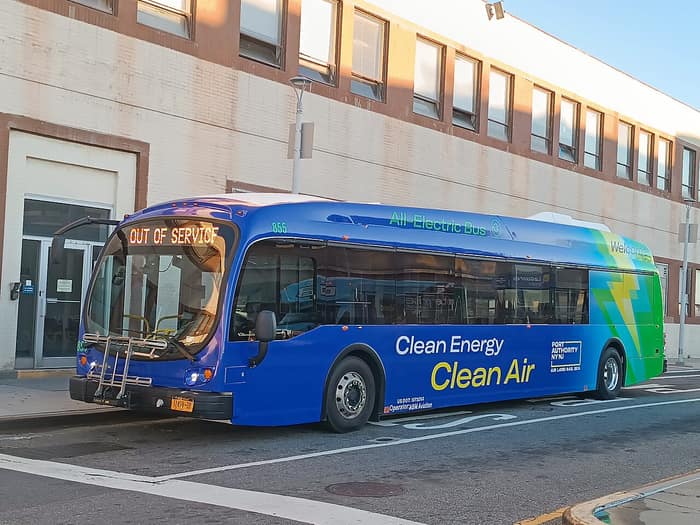 MTA bus seen at the Marine Air Terminal, third view
