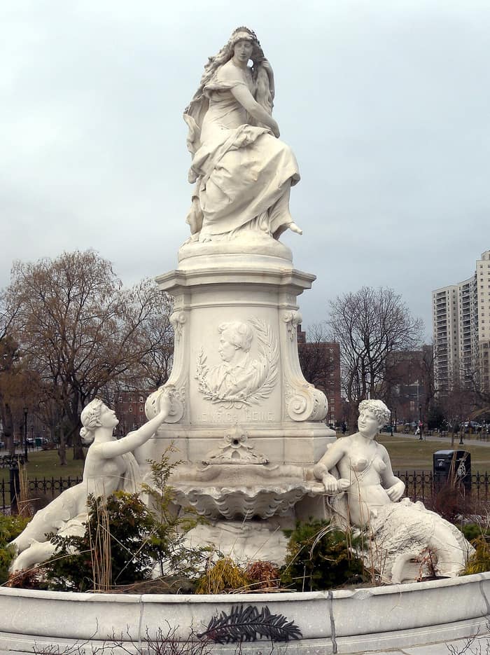 Old book illustration of memorials to German poets