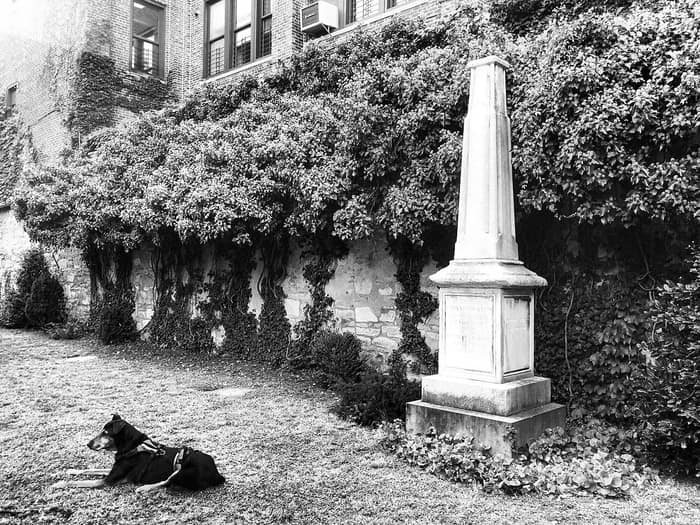 Another exterior view of the neighboring New York City Marble Cemetery