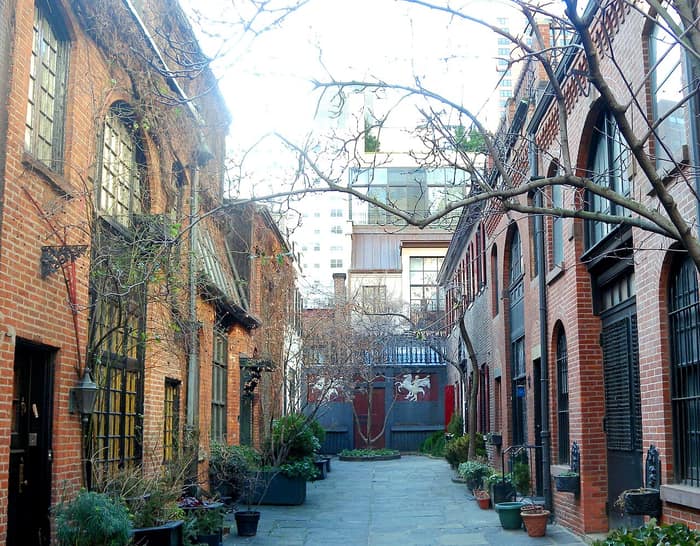 Sniffen Court, the small brick mews off East 36th Street in Murray Hill, Manhattan
