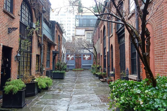 Another view of the brick row of Sniffen Court
