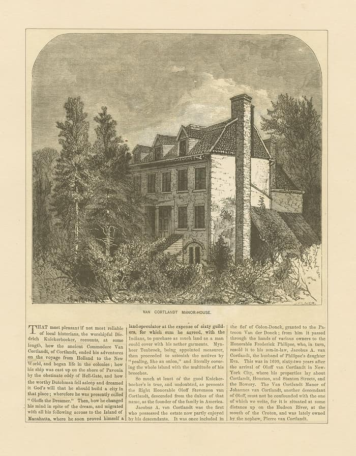 Second historic view of the Van Cortlandt manor-house from the New York Public Library collection